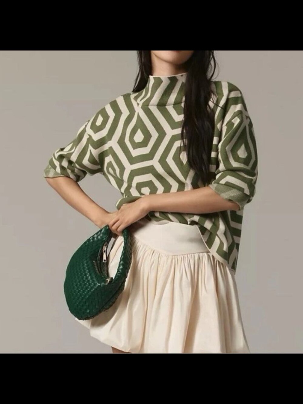 Small The Carys Maeve Anthropologie Mock Neck Khaki Green Sweater